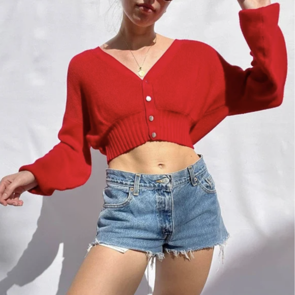 Red Cropped Sweaters
